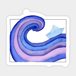 Abstract Wave with Ship Sticker